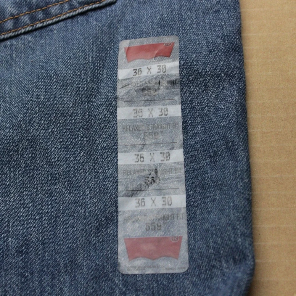 Levis 559 NEW Relaxed Straight Fit Jeans Mens 36x30 Medium Wash Denim Stretch